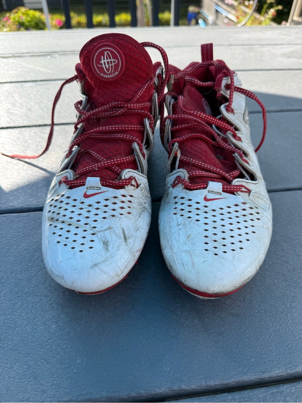 Nike Huarache Men’s White and Red Training Cleats